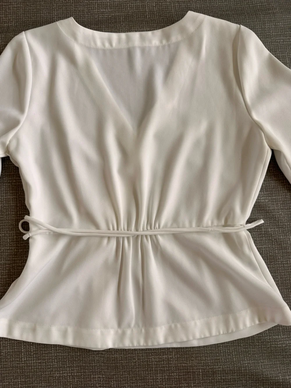 J.Crew Wrap Style Blouse Women’s Size 12 Ivory Long Sleeve Tie Waist Top